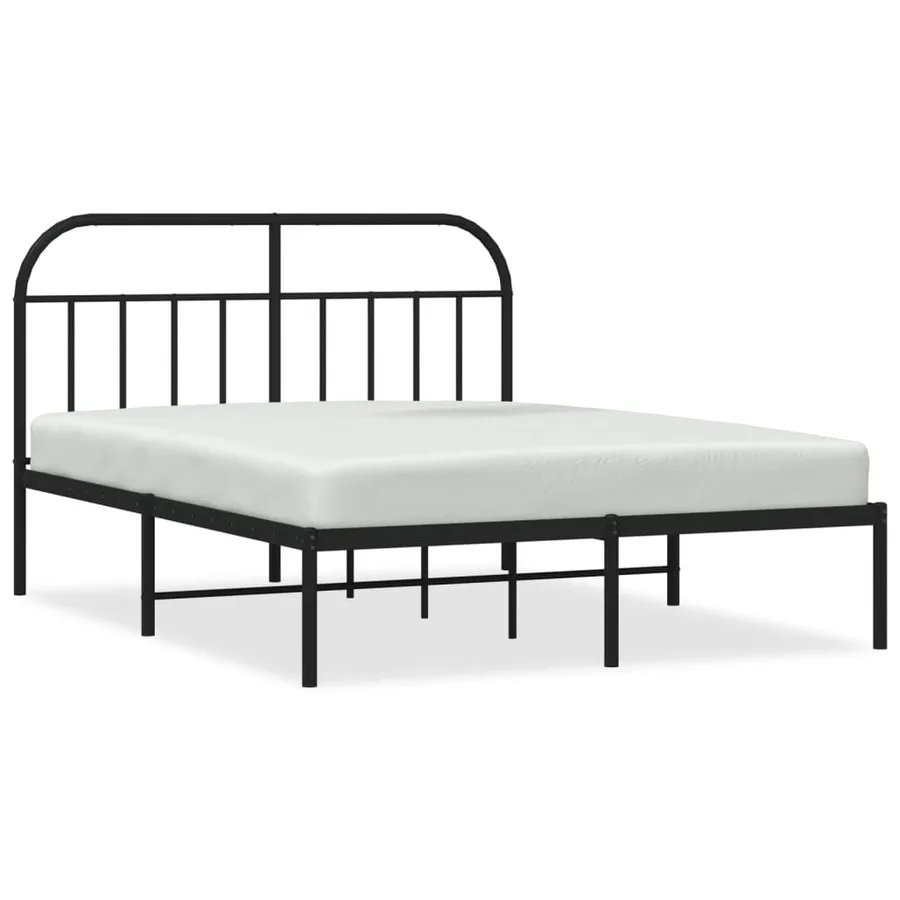 Cadre de lit métal sans matelas avec tête de lit noir 140x190cm - 2