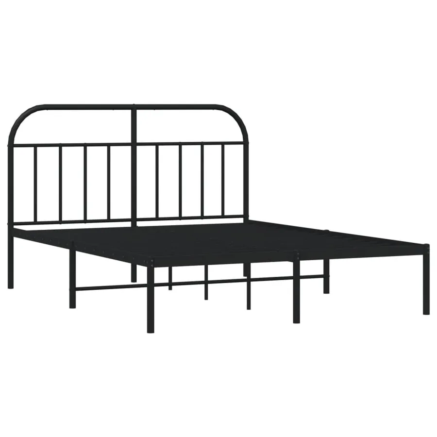 Cadre de lit métal sans matelas avec tête de lit noir 140x190cm - 3