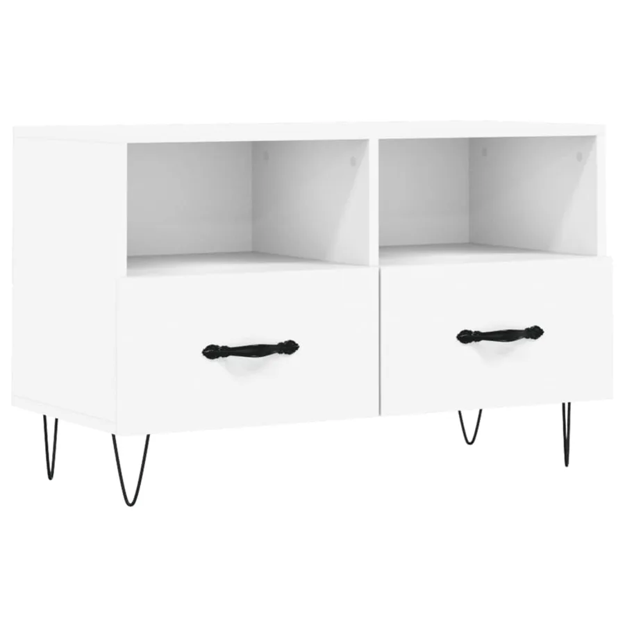 Meuble TV Blanc 80x36x50 cm Bois d'ingénierie - 2