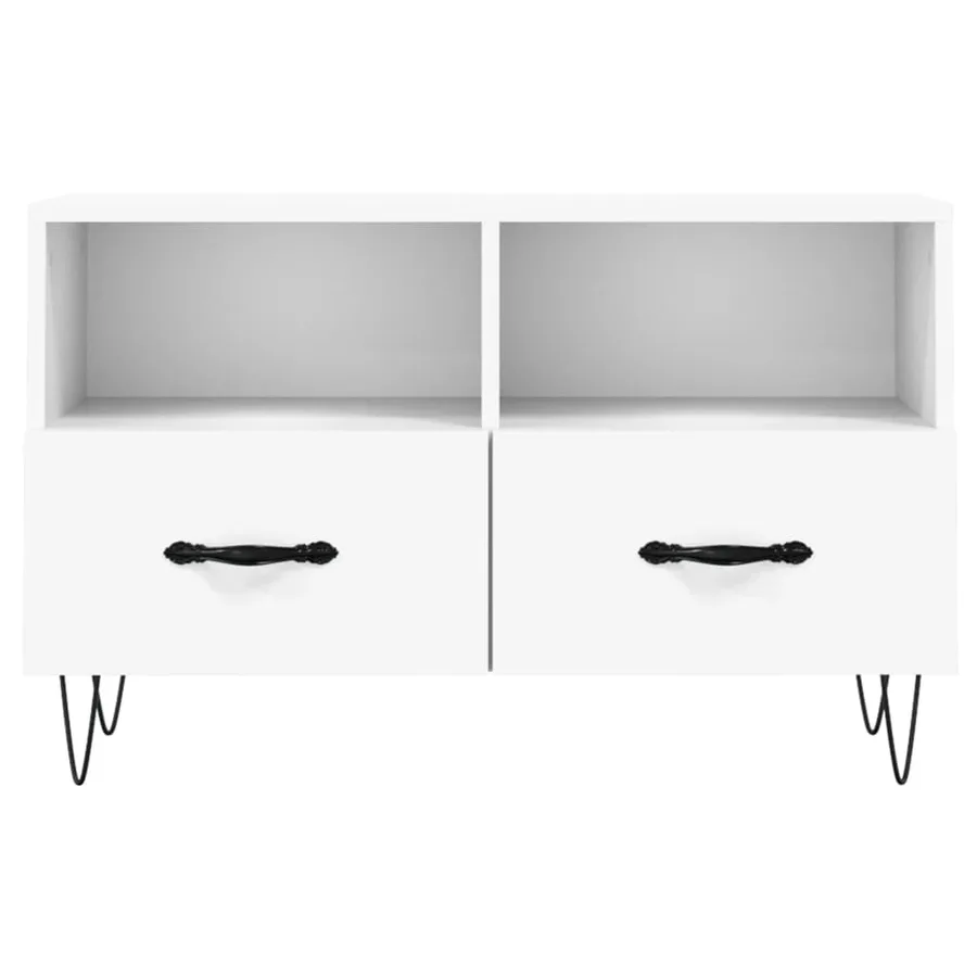 Meuble TV Blanc 80x36x50 cm Bois d'ingénierie - 5