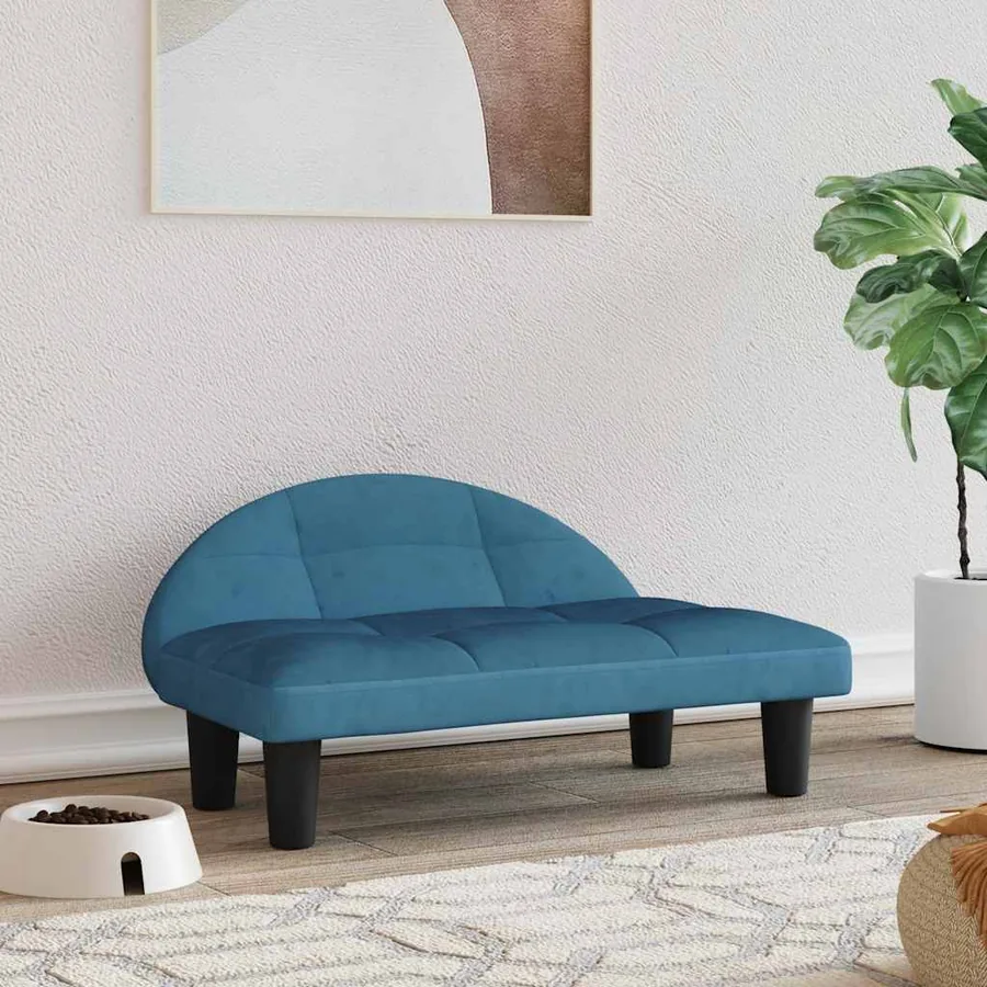 Lit pour chien bleu 70x52x30 cm velours