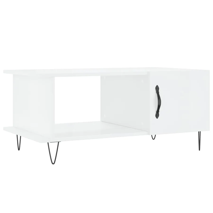 Table basse Blanc brillant 90x50x40 cm Bois d'ingénierie - 2
