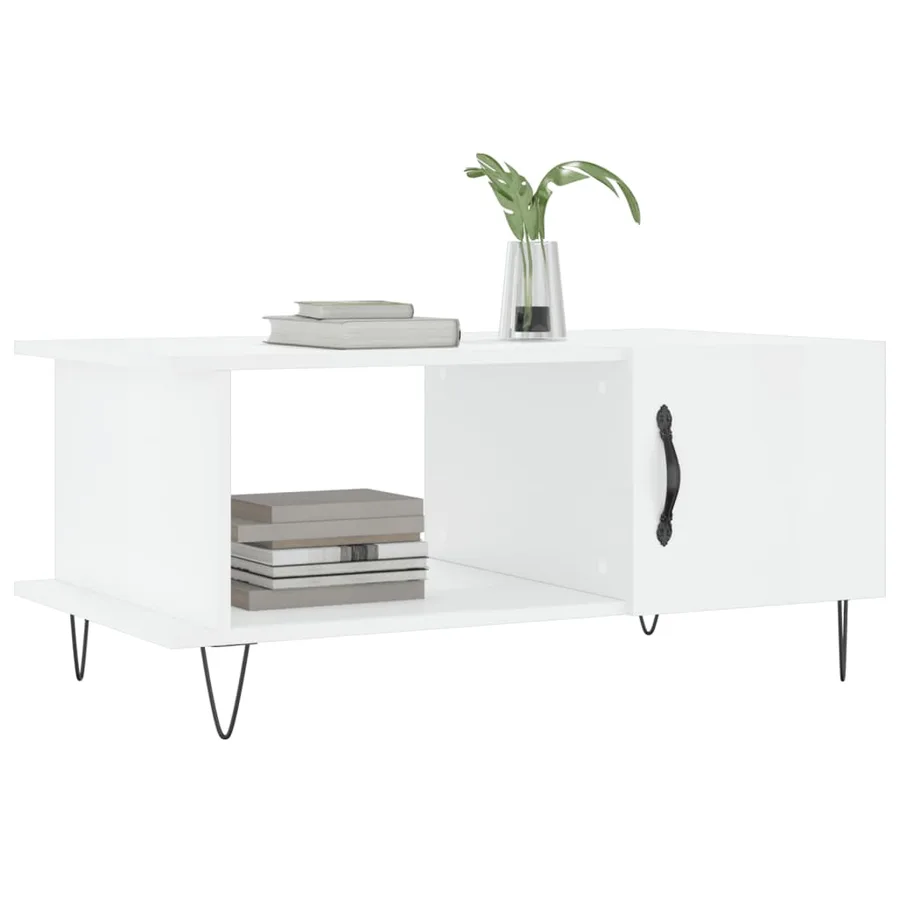 Table basse Blanc brillant 90x50x40 cm Bois d'ingénierie - 3