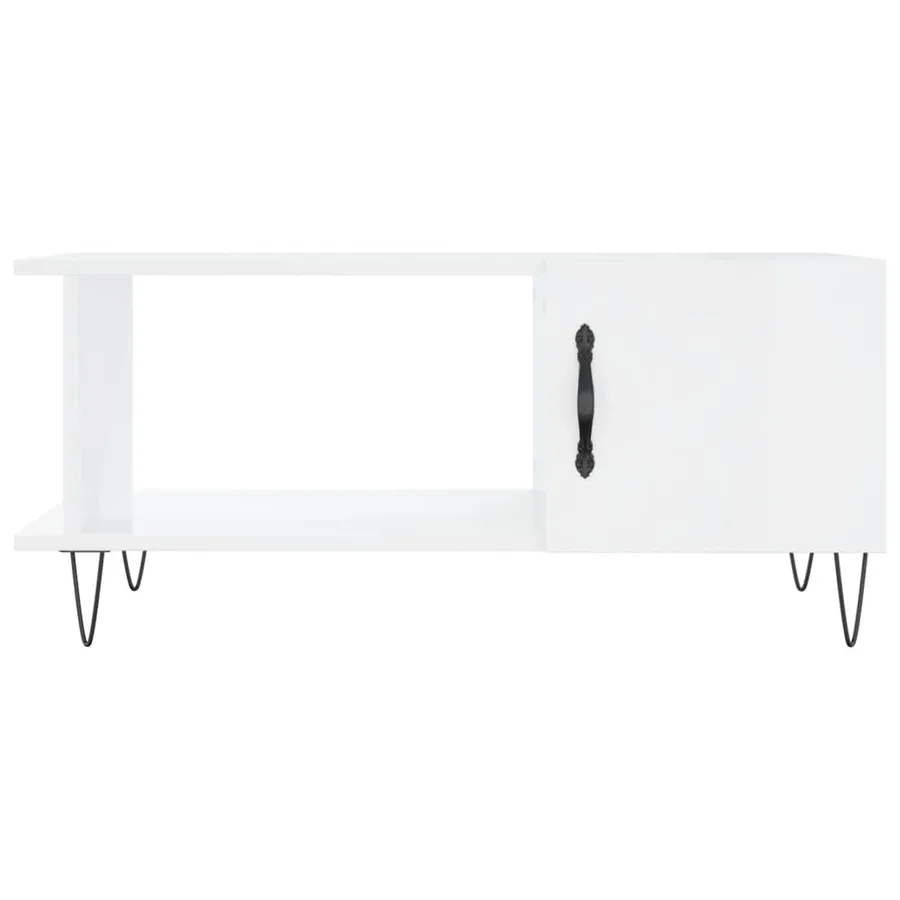 Table basse Blanc brillant 90x50x40 cm Bois d'ingénierie - 5