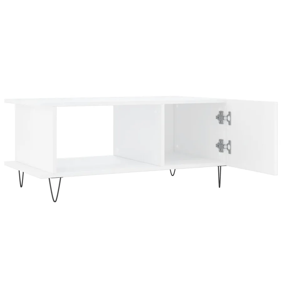 Table basse Blanc brillant 90x50x40 cm Bois d'ingénierie - 6