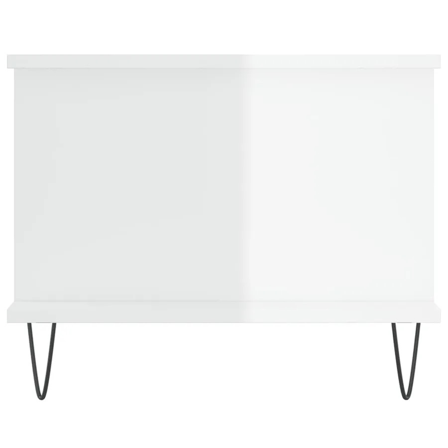 Table basse Blanc brillant 90x50x40 cm Bois d'ingénierie - 7