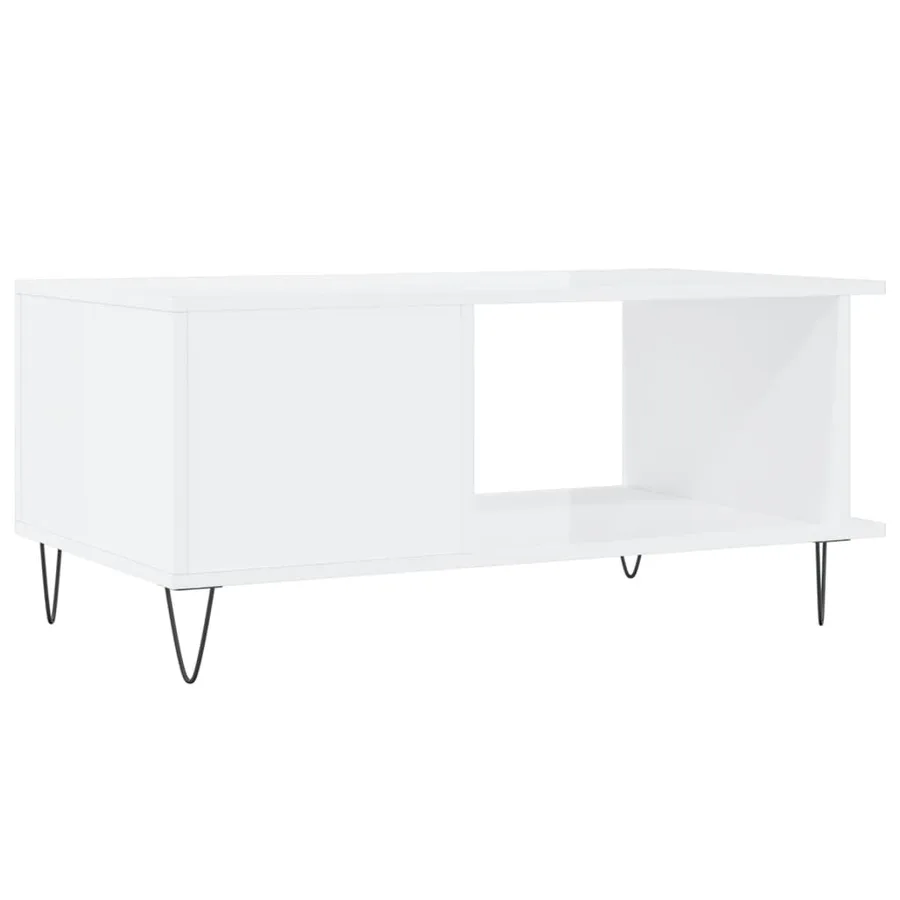 Table basse Blanc brillant 90x50x40 cm Bois d'ingénierie - 8