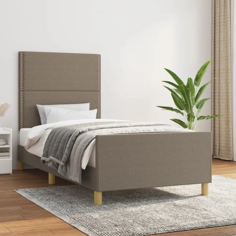 Cadre de lit sans matelas taupe 90x190 cm tissu