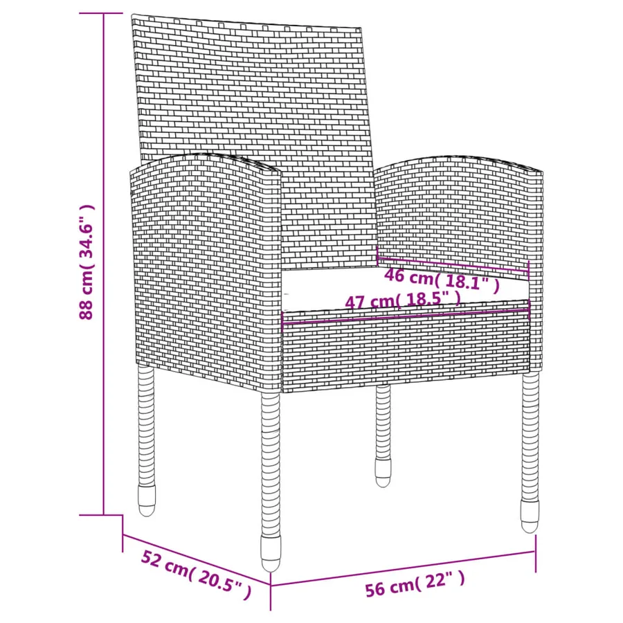 Ensemble à manger de jardin 5 pcs noir résine tressée et acier - 12