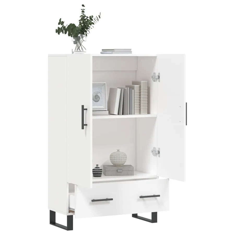 Buffet haut blanc 69,5x31x115 cm bois d'ingénierie - 4