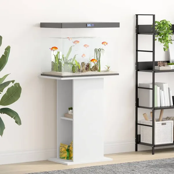 Support pour aquarium blanc 60,5x36x72,5 cm bois d'ingénierie