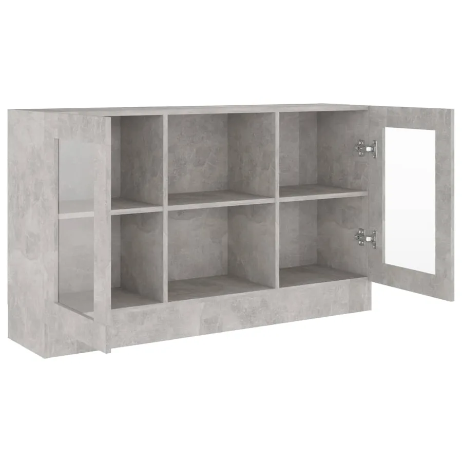 Armoire à vitrine Gris béton 120x30,5x70 cm Bois d’ingénierie - 4