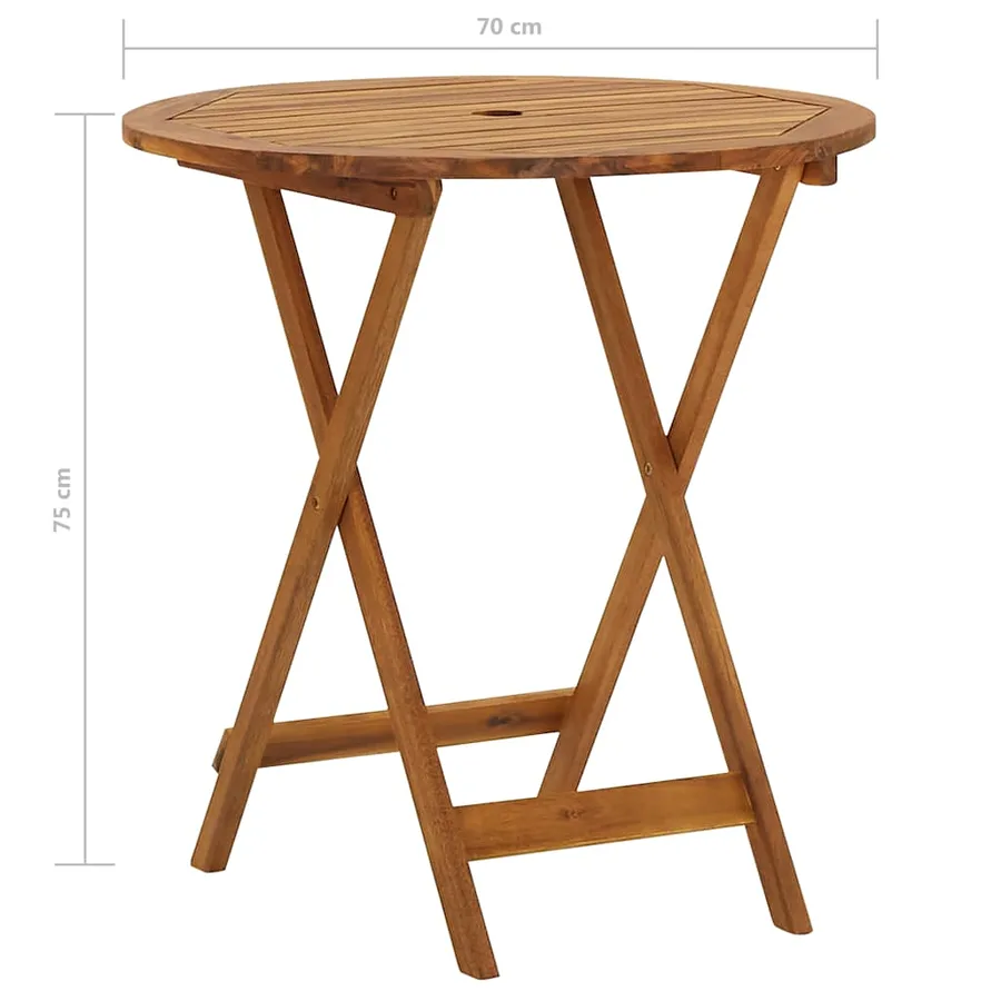 Ensemble à manger de jardin pliable 3 pcs Bois d'acacia solide - 11