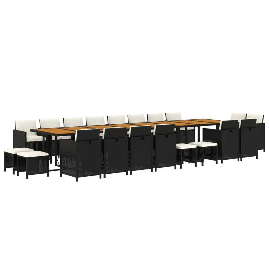 Ensemble à manger de jardin 21pcs coussins noir résine tressée - 3