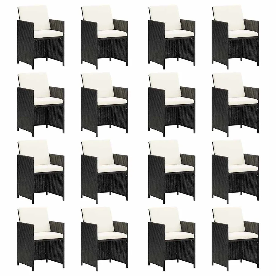 Ensemble à manger de jardin 21pcs coussins noir résine tressée - 4