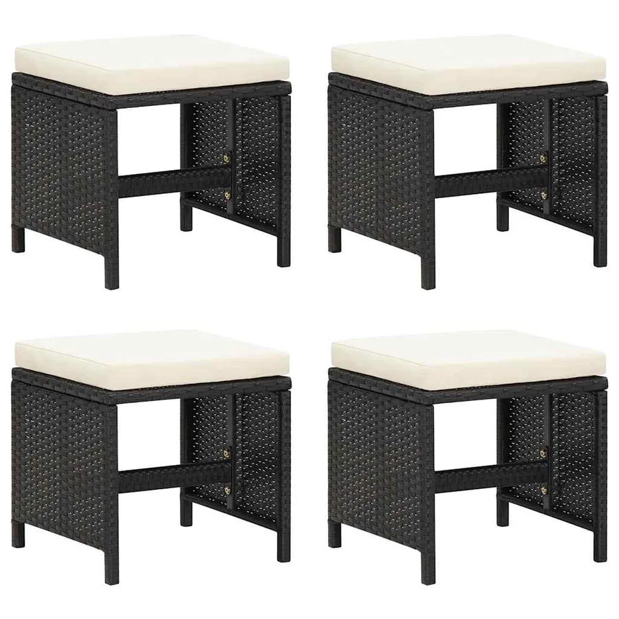 Ensemble à manger de jardin 21pcs coussins noir résine tressée - 7