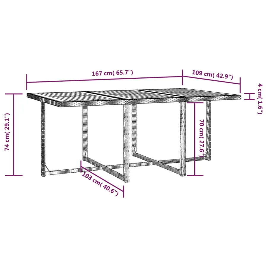 Ensemble à manger d'extérieur 11pcs Rotin et bois d'acacia Noir - 11