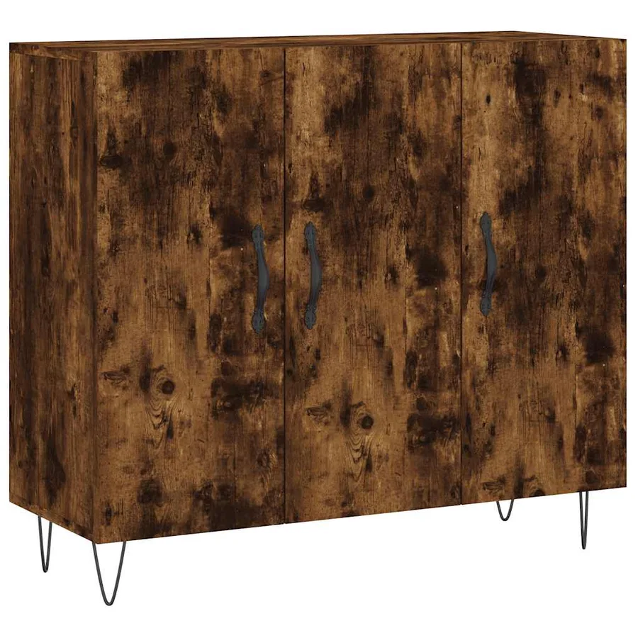 Buffet chêne fumé 90x34x80 cm bois d'ingénierie - 2