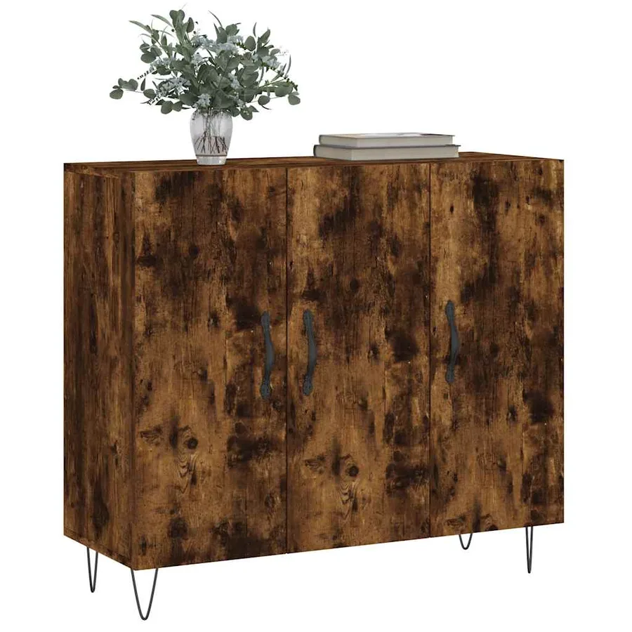 Buffet chêne fumé 90x34x80 cm bois d'ingénierie - 3
