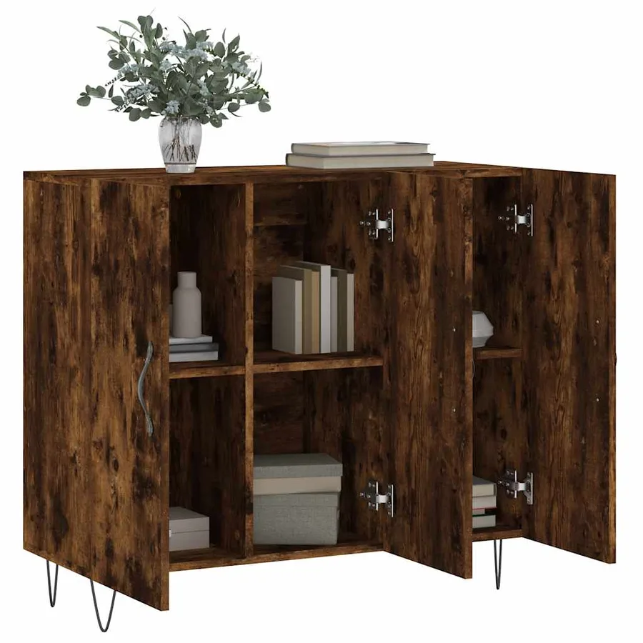 Buffet chêne fumé 90x34x80 cm bois d'ingénierie - 4