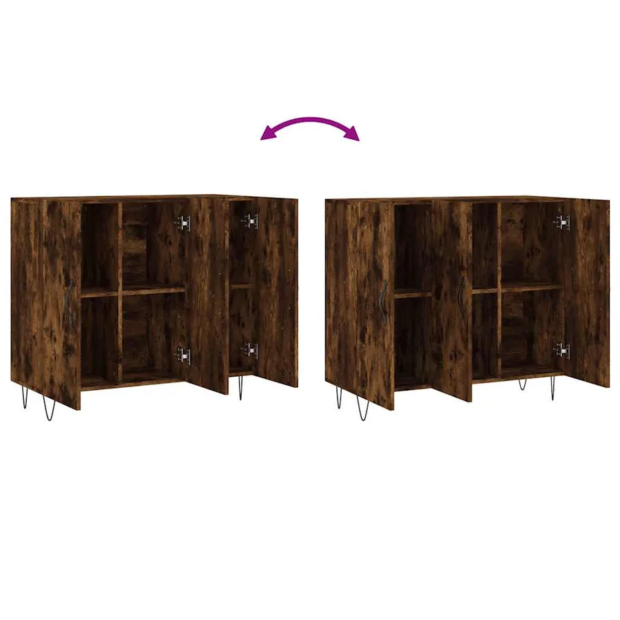 Buffet chêne fumé 90x34x80 cm bois d'ingénierie - 9
