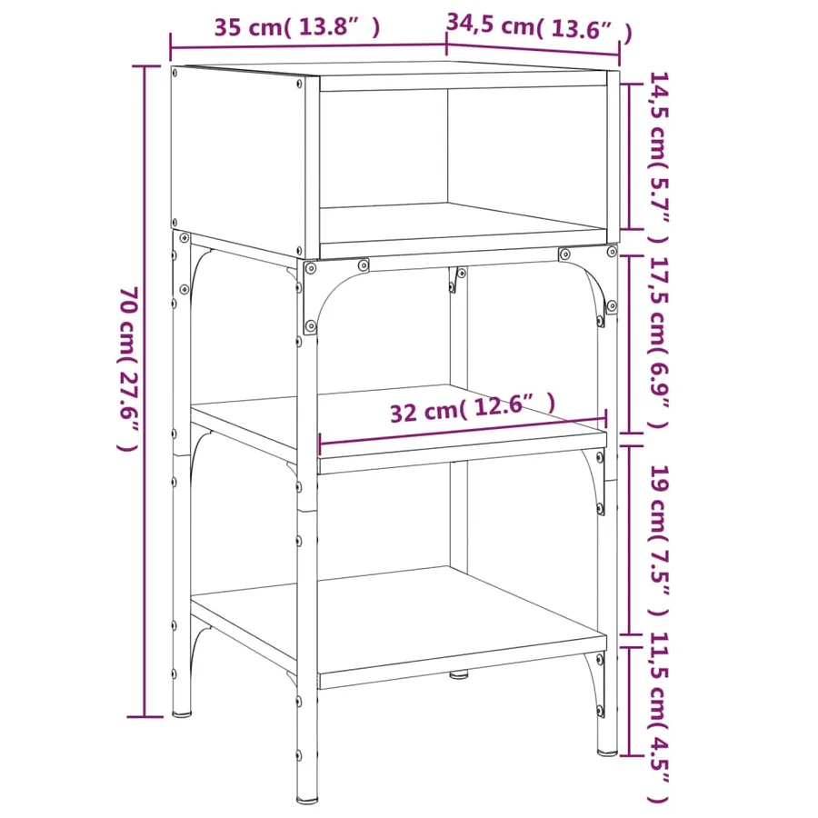Tables de chevet 2 pcs sonoma gris 35x34,5x70cm bois ingénierie - 10