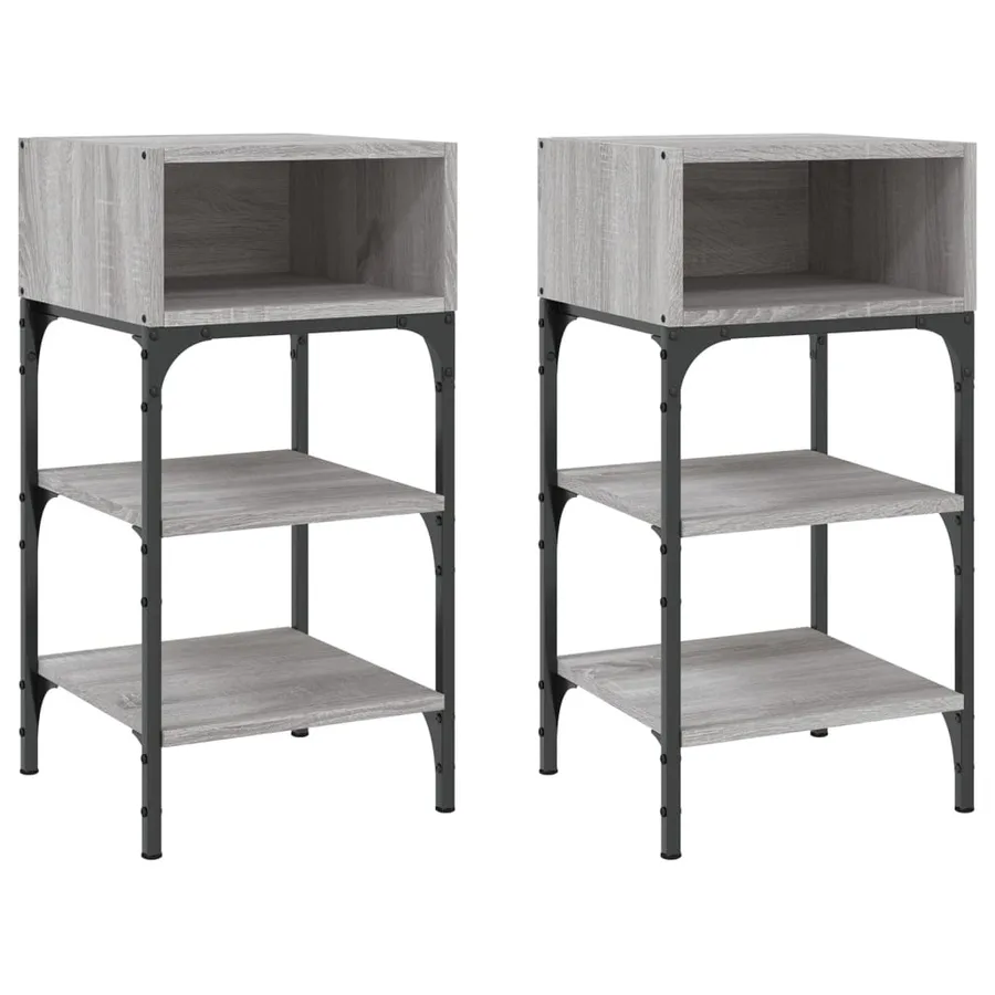 Tables de chevet 2 pcs sonoma gris 35x34,5x70cm bois ingénierie - 2
