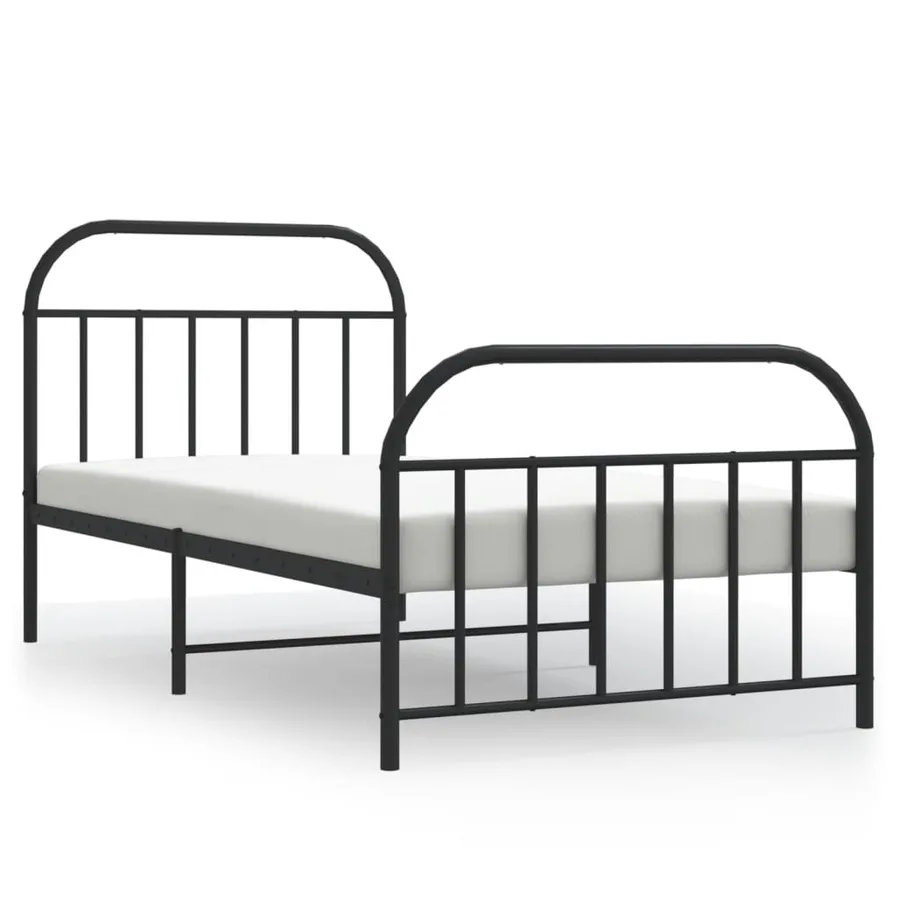 Cadre de lit métal sans matelas avec pied de lit noir 107x203cm - 2