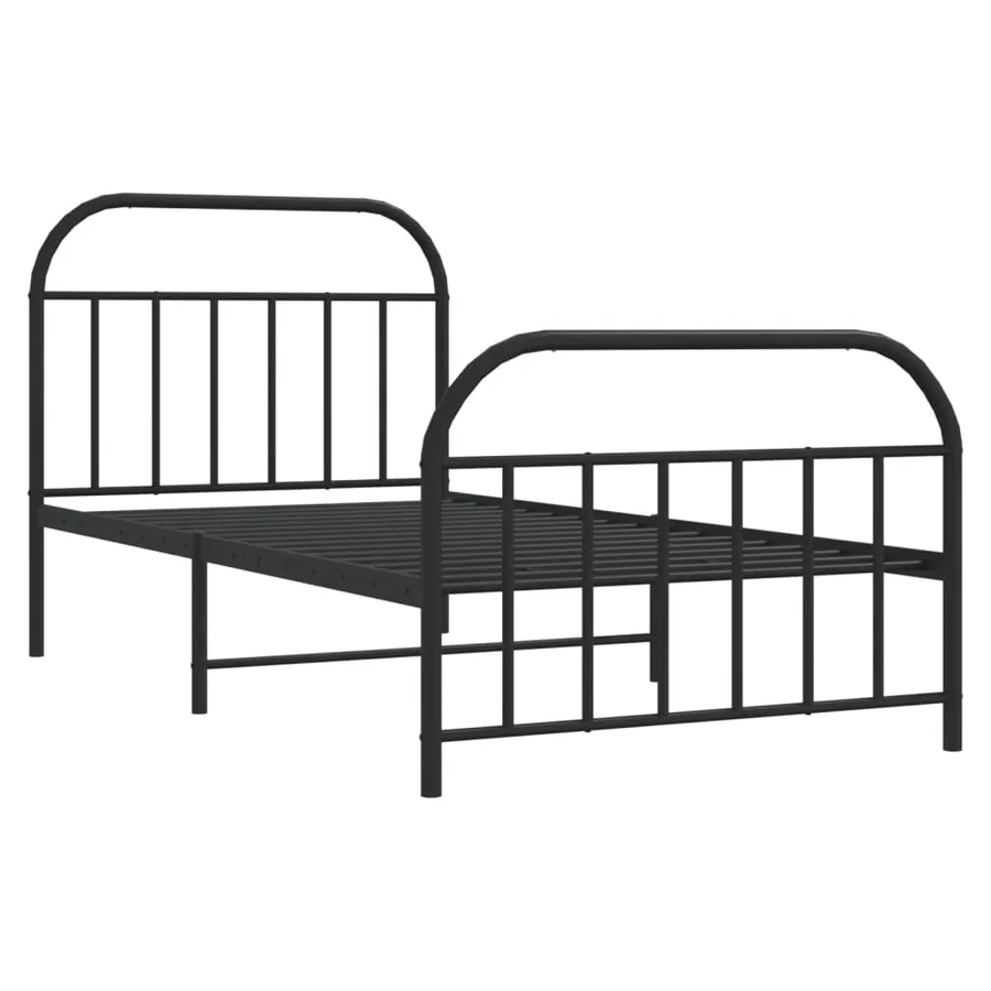 Cadre de lit métal sans matelas avec pied de lit noir 107x203cm - 3