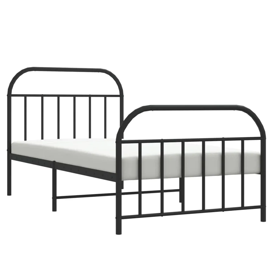 Cadre de lit métal sans matelas avec pied de lit noir 107x203cm - 5