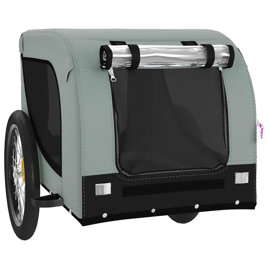 Remorque de vélo pour animaux de compagnie gris et noir - 4