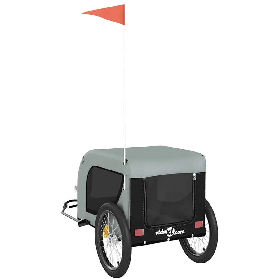 Remorque de vélo pour animaux de compagnie gris et noir - 7