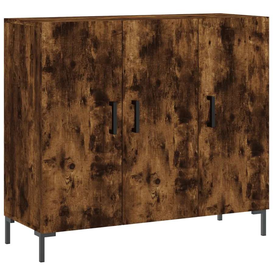 Buffet chêne fumé 90x34x80 cm bois d'ingénierie - 2