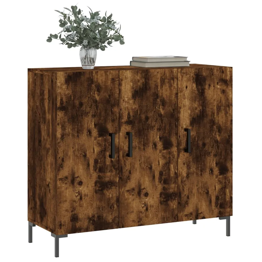 Buffet chêne fumé 90x34x80 cm bois d'ingénierie - 3