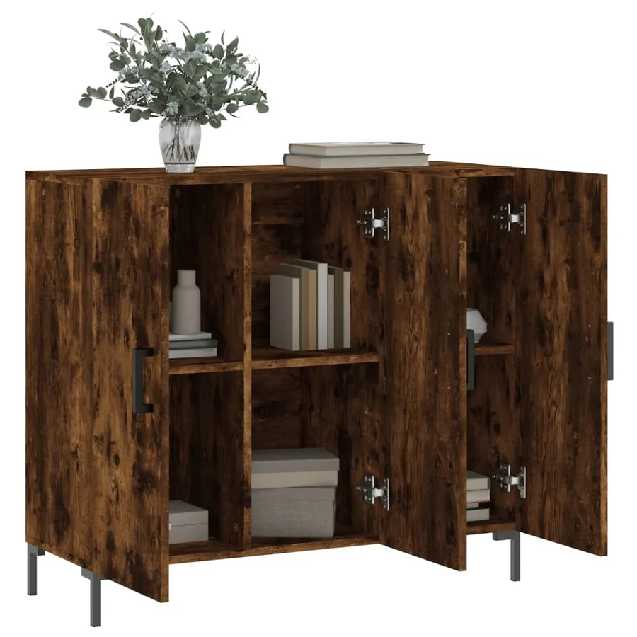 Buffet chêne fumé 90x34x80 cm bois d'ingénierie - 4