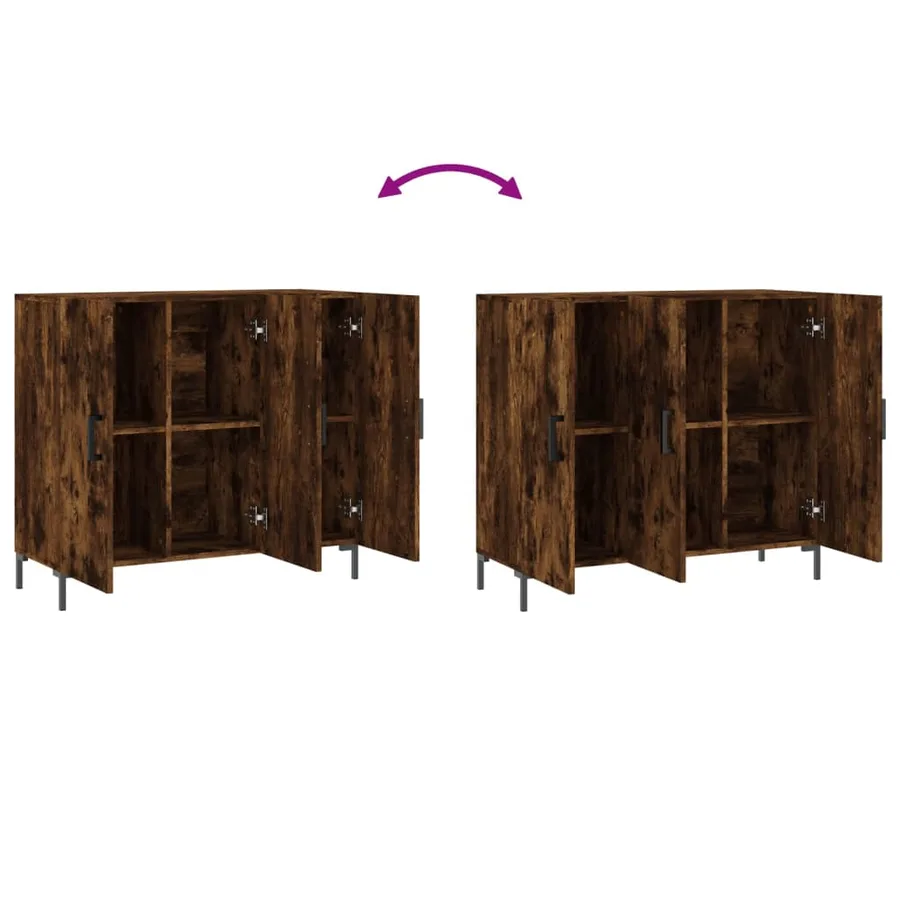 Buffet chêne fumé 90x34x80 cm bois d'ingénierie - 9