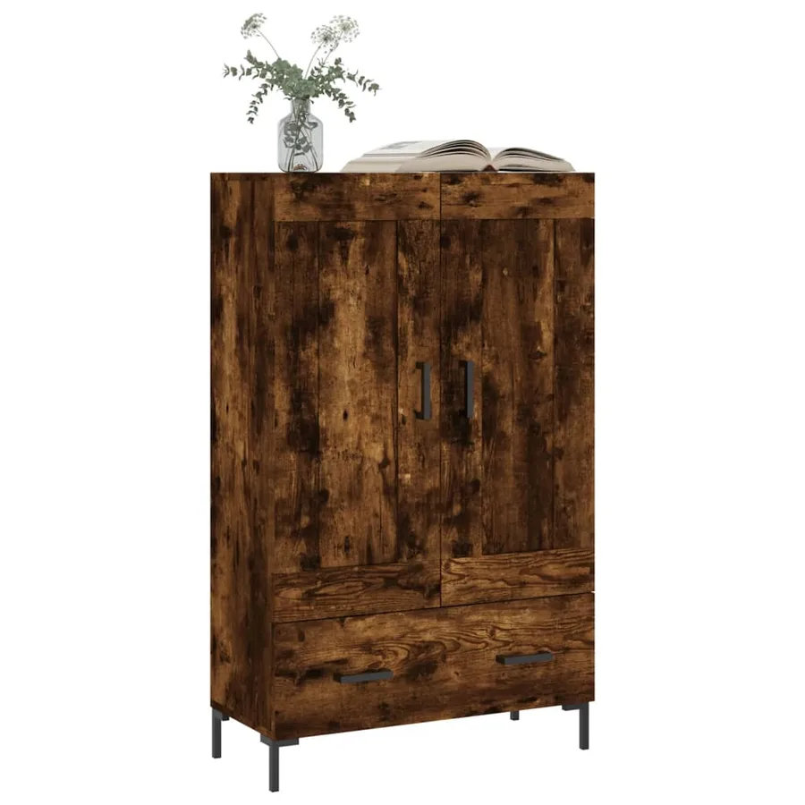 Buffet haut chêne fumé 69,5x31x115 cm bois d'ingénierie - 3