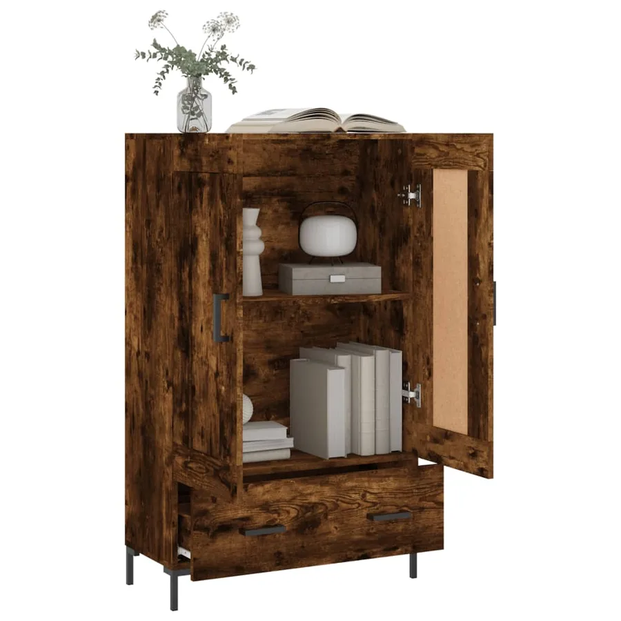 Buffet haut chêne fumé 69,5x31x115 cm bois d'ingénierie - 4