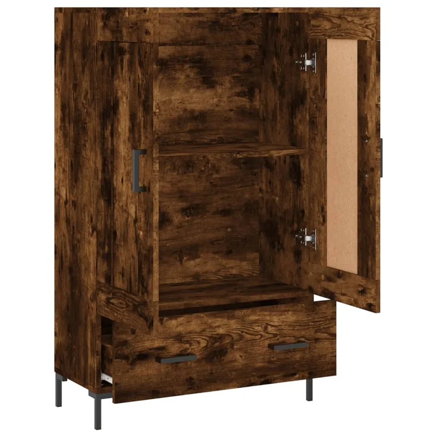Buffet haut chêne fumé 69,5x31x115 cm bois d'ingénierie - 6