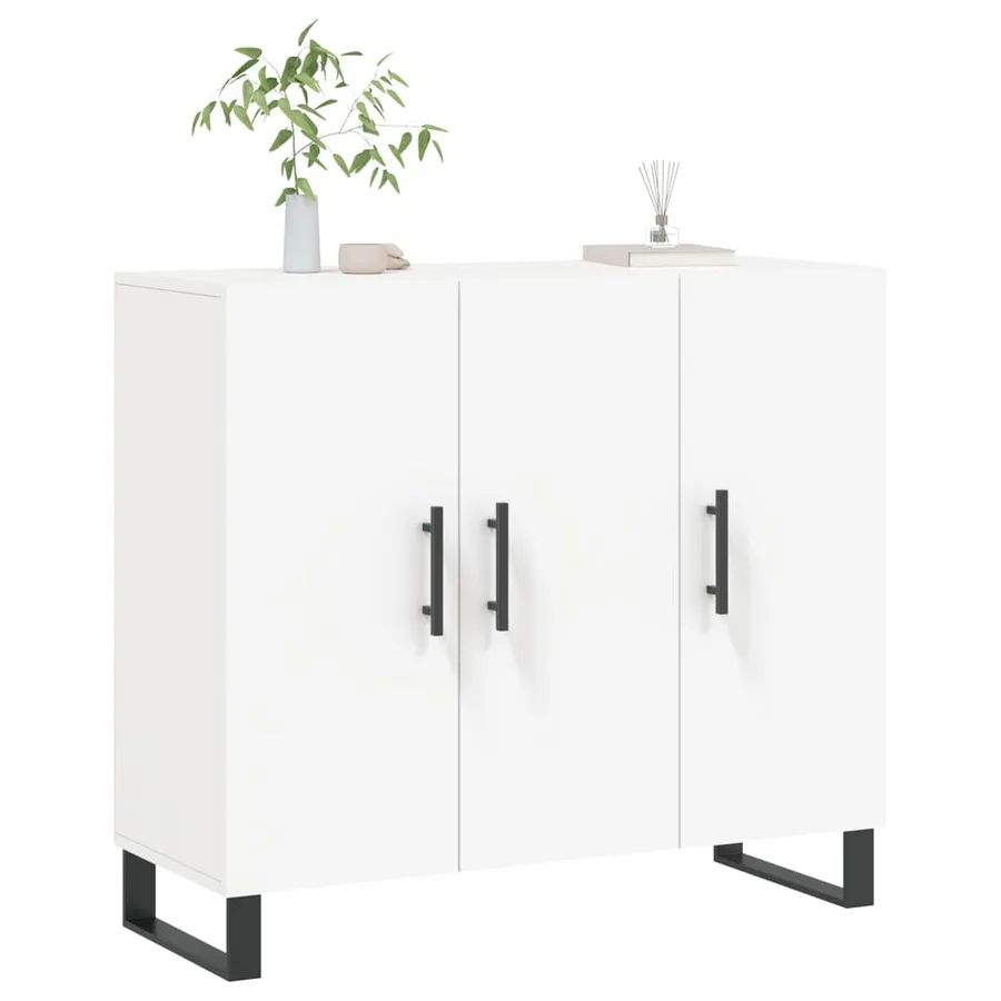 Buffet blanc 90x34x80 cm bois d'ingénierie - 3