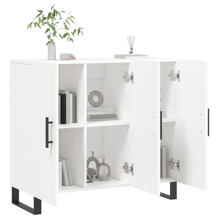 Buffet blanc 90x34x80 cm bois d'ingénierie - 4