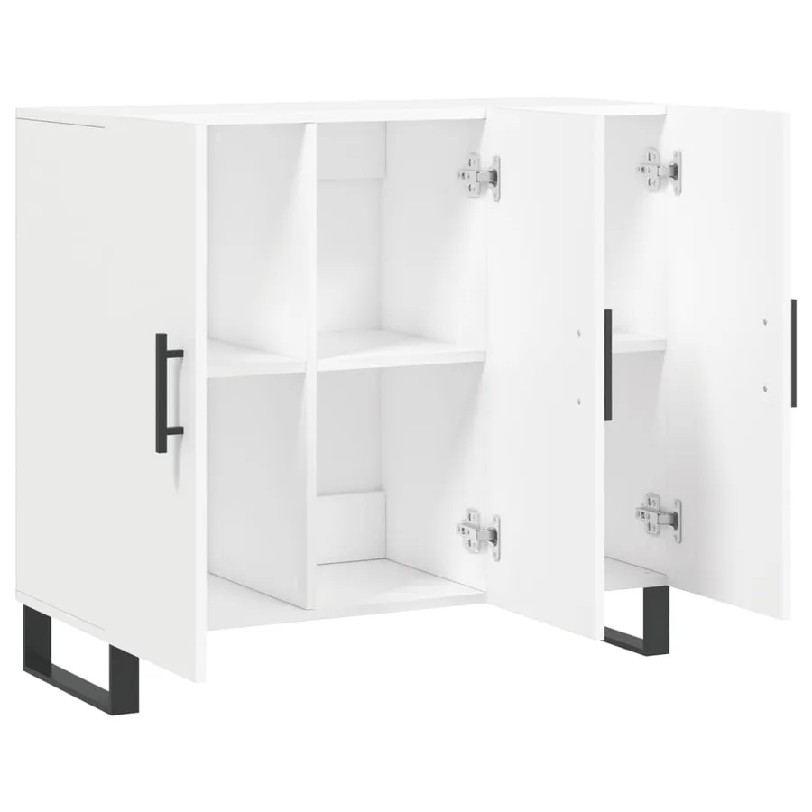 Buffet blanc 90x34x80 cm bois d'ingénierie - 5