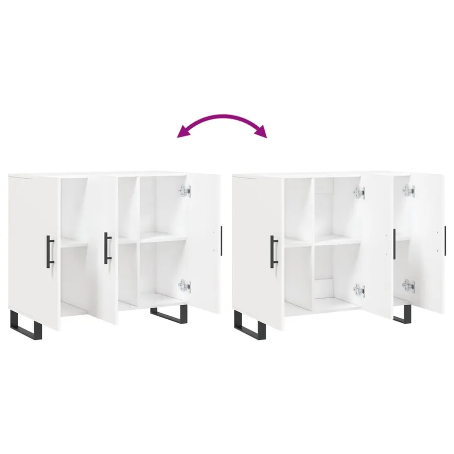 Buffet blanc 90x34x80 cm bois d'ingénierie - 9