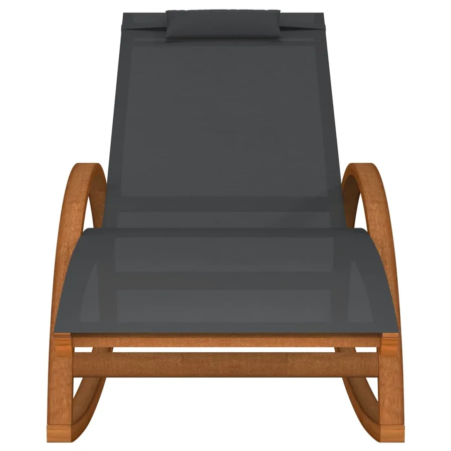 Chaise à bascule textilène gris et bois de peuplier massif - 3