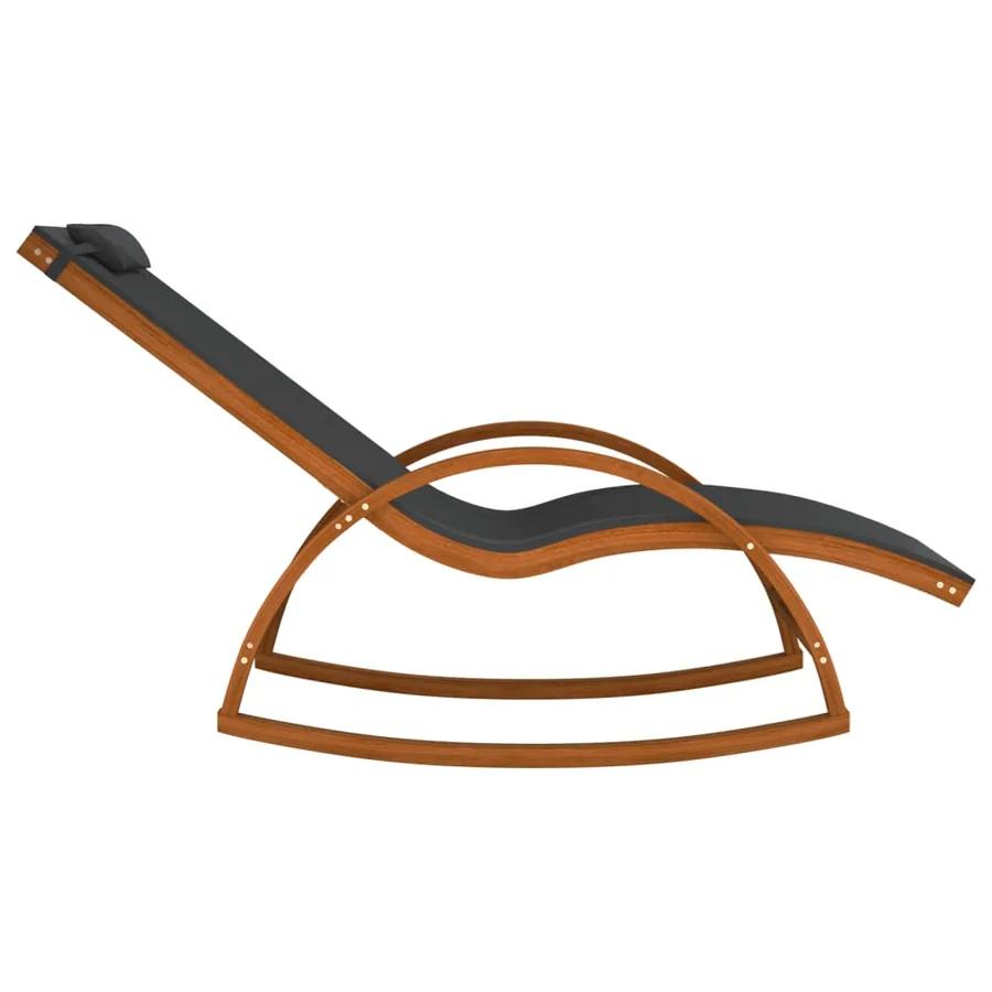 Chaise à bascule textilène gris et bois de peuplier massif - 4