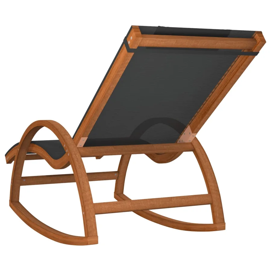 Chaise à bascule textilène gris et bois de peuplier massif - 5