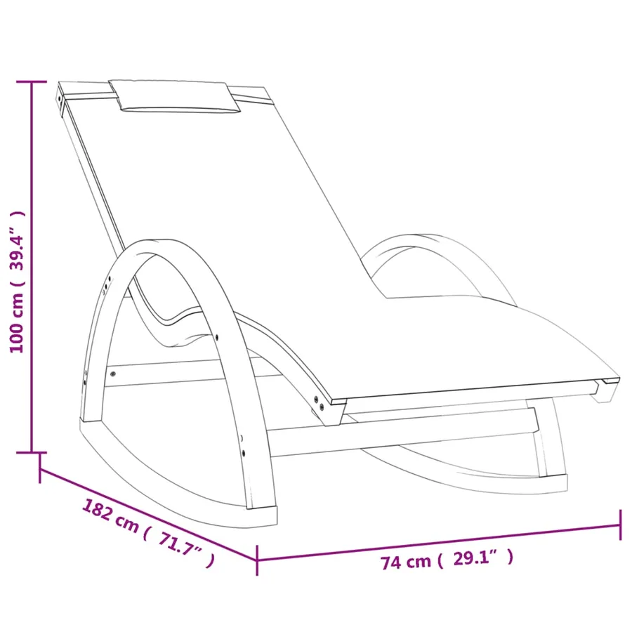Chaise à bascule textilène gris et bois de peuplier massif - 8