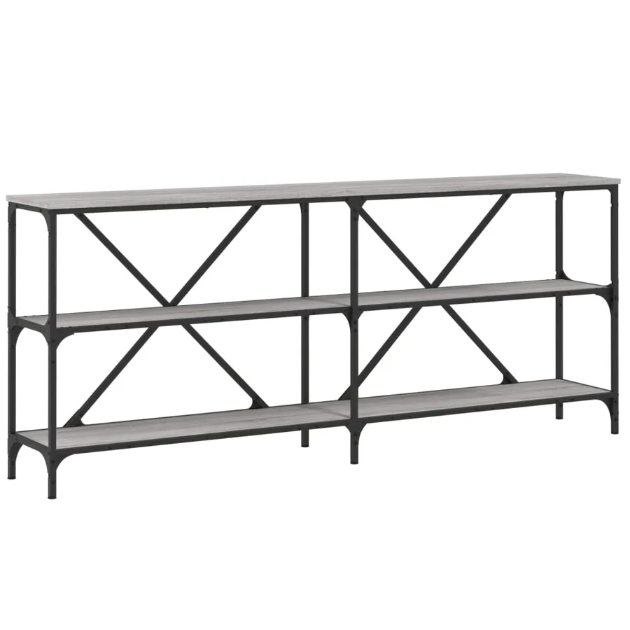 Table console sonoma gris 180x30x75 cm bois d'ingénierie et fer - 2