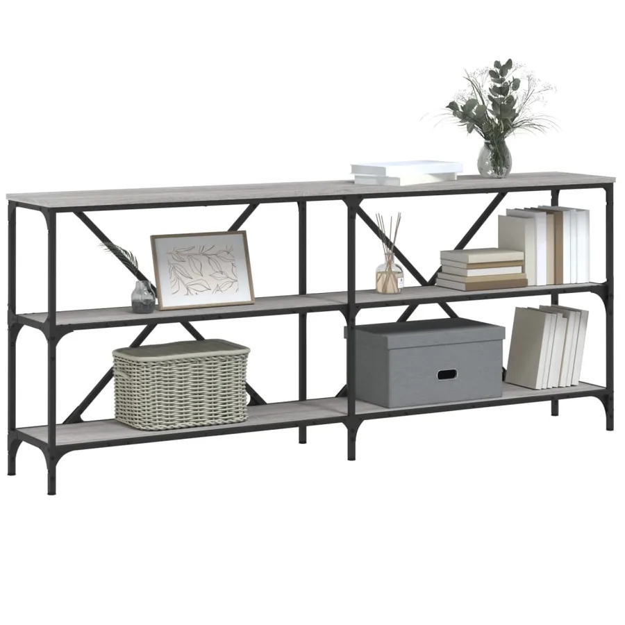 Table console sonoma gris 180x30x75 cm bois d'ingénierie et fer - 3