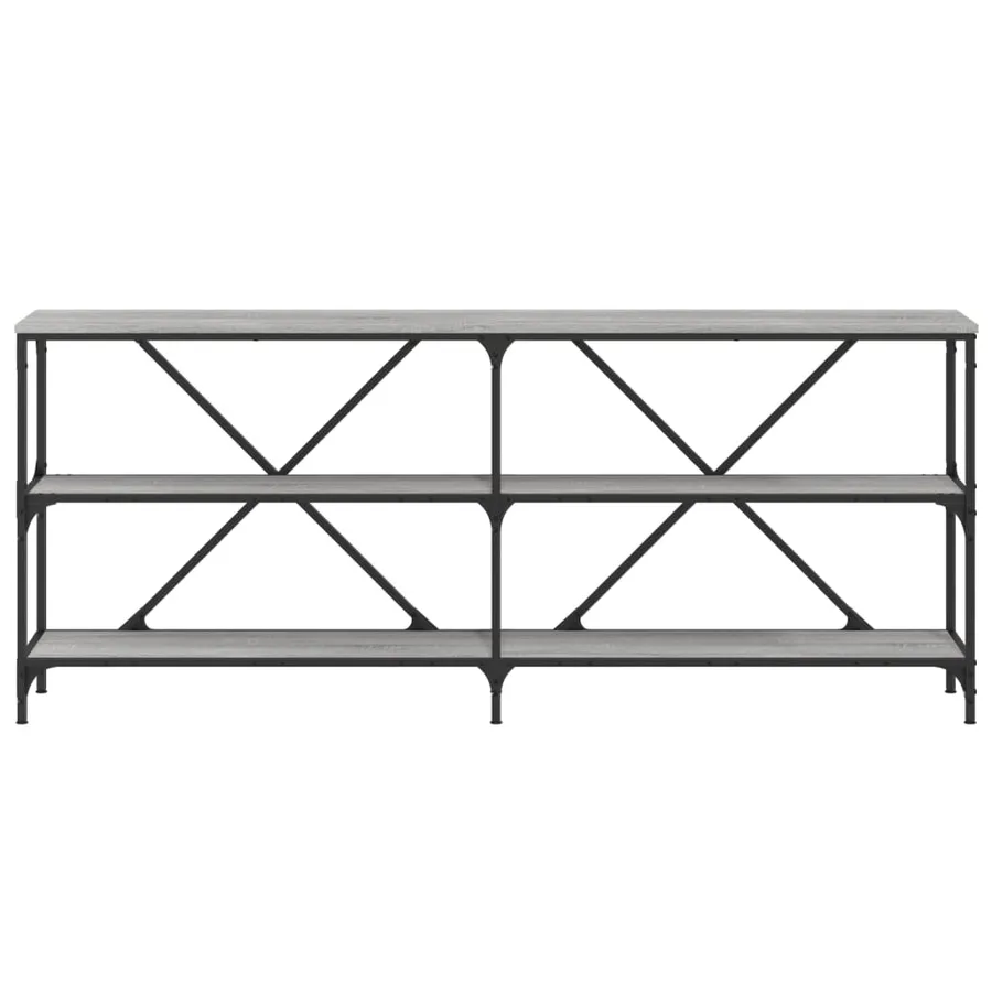Table console sonoma gris 180x30x75 cm bois d'ingénierie et fer - 4